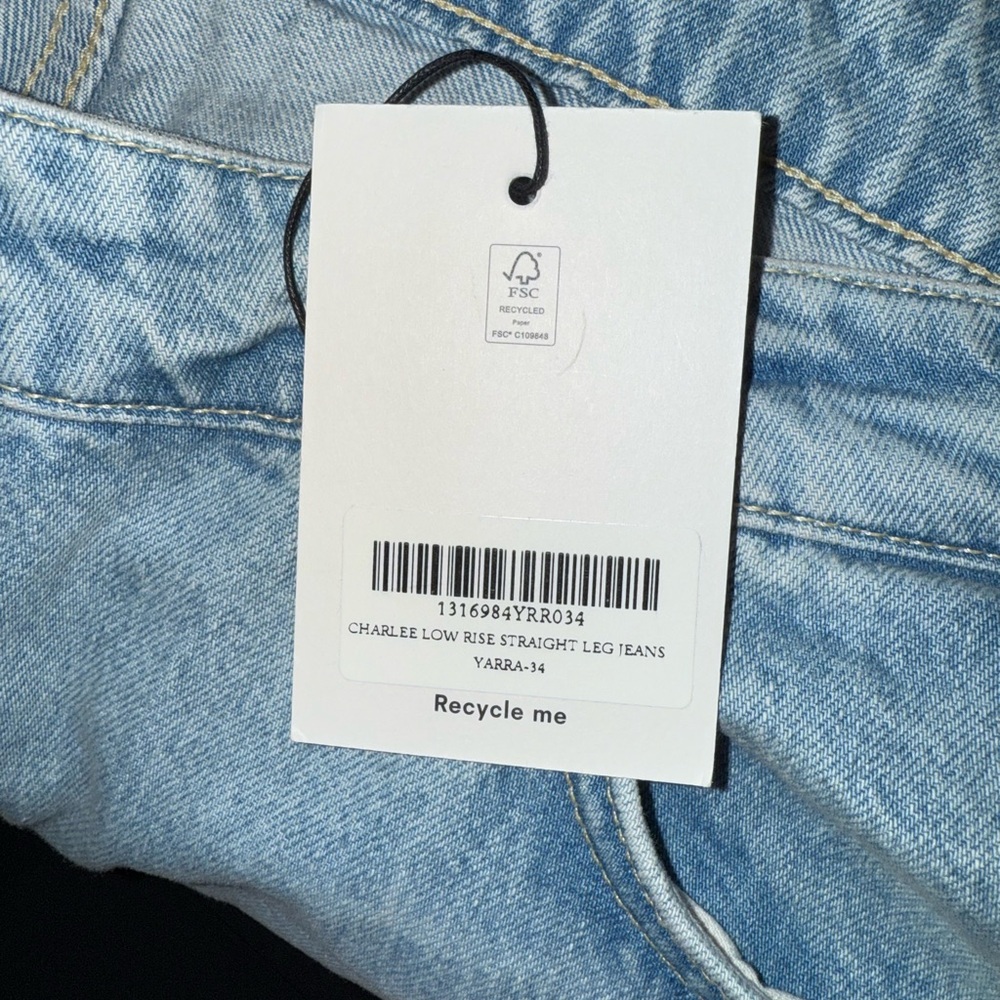 New | Reformation Charlee Low Rise Straight Leg Jeans 34 - Picture 6 of 8